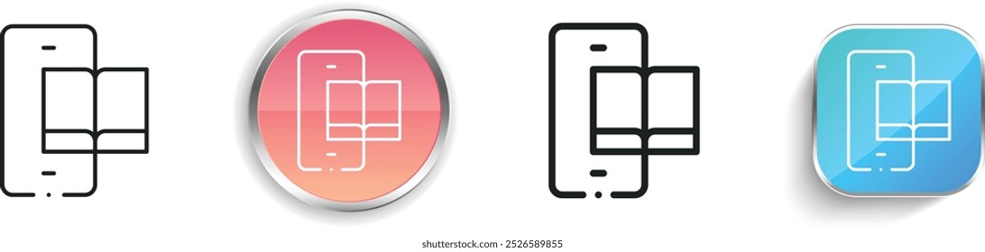 ebook icon. Thin Linear, Regular and Button Style Design Isolated On White Background