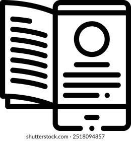 Icono de ebook. Diseño De Estilo Lineal Delgado Aislado Sobre Fondo Blanco