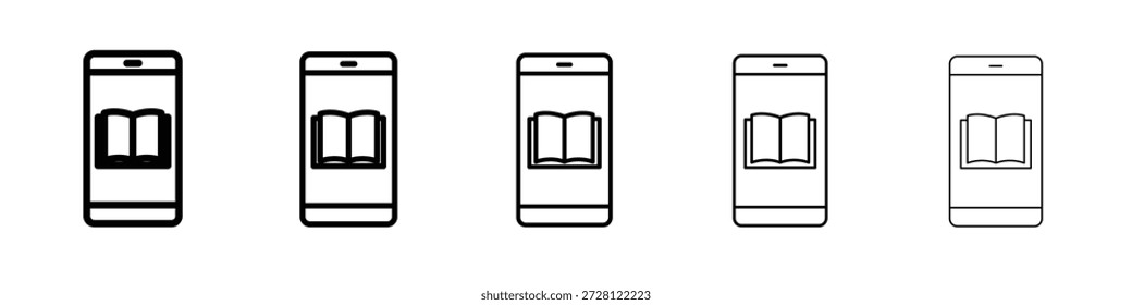 Vector de icono de libro electrónico en pictograma lineal de trazo editable