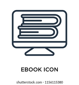 Ebook icon vector isolated on white background, Ebook transparent sign , thin pictogram or outline symbol design in linear style