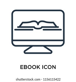 Ebook icon vector isolated on white background, Ebook transparent sign , thin pictogram or outline symbol design in linear style