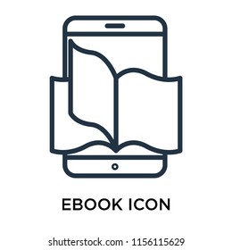 Ebook icon vector isolated on white background, Ebook transparent sign , thin pictogram or outline symbol design in linear style