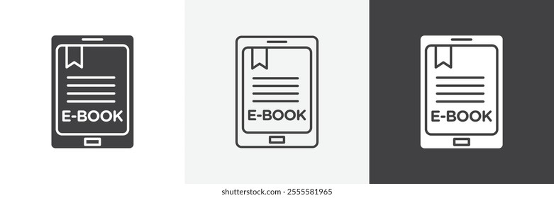 E-book icon vector set for ui designs