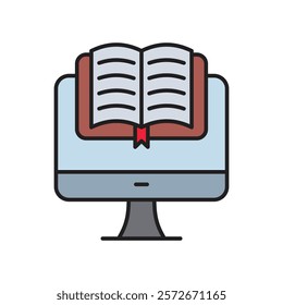 E-Book icon with white background vector stock illustration