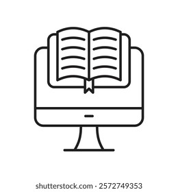 E-Book icon with white background vector stock illustration