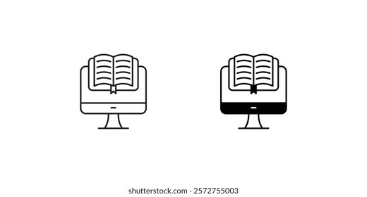 E-Book icon with white background vector stock illustration