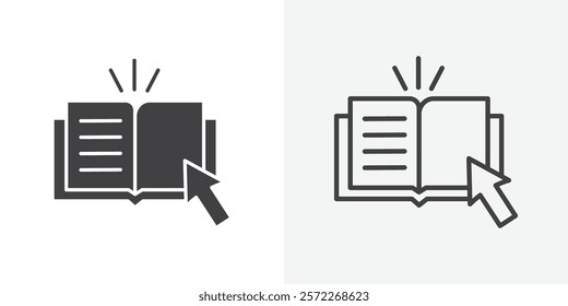 E-book icons. flat and line style set