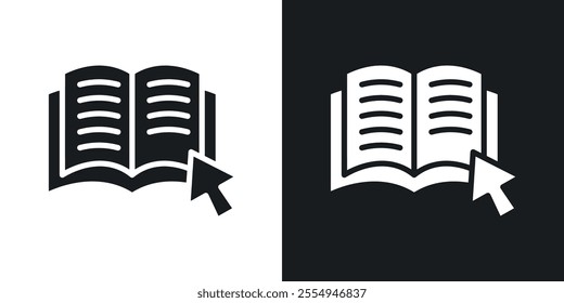 E-book icons in solid black and white colors