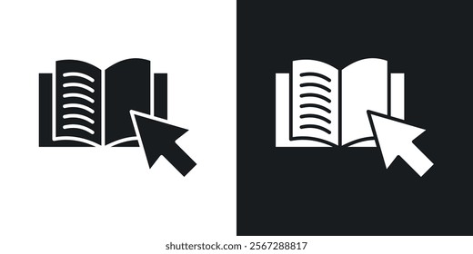 E-book icons in solid black and white colors