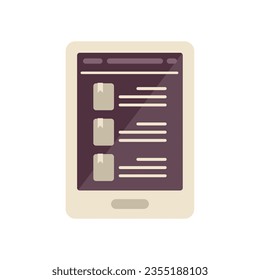 Ebook information icon flat vector. Digital book. Online tablet isolated