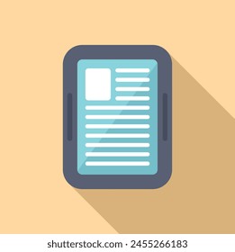 Ebook information study icon flat vector. Reading online book. Page course