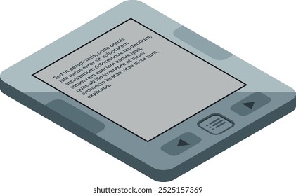 Icono isométrico de libro electrónico. Dispositivo de libro de lectura Electrónica