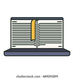 Ebook and laptop icon. elearning reading and technology theme. Isolated design. Vector illustration