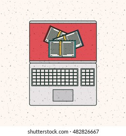 Ebook and laptop icon. Technology gadget digital and downloads theme. Colorful design. Vector illustration