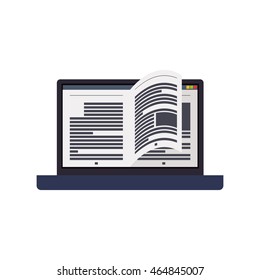 ebook laptop internet web reading lerning icon. Isolated and flat illustration. Vector graphic