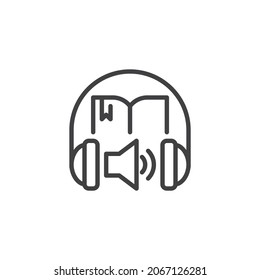 Ebook learning line icon. linear style sign for mobile concept and web design. Audio Book and headphones outline vector icon. Online education symbol, logo illustration. Vector graphics