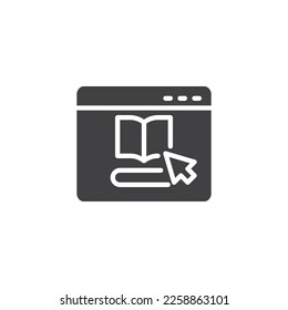 Ebook library vector icon. filled flat sign for mobile concept and web design. Online book search glyph icon. Symbol, logo illustration. Vector graphics