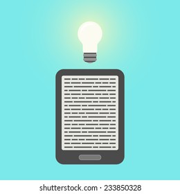 e-book and light bulb. flat design modern vector illustration
