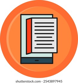 Ebook Line Filled Circle Vector Icon Design