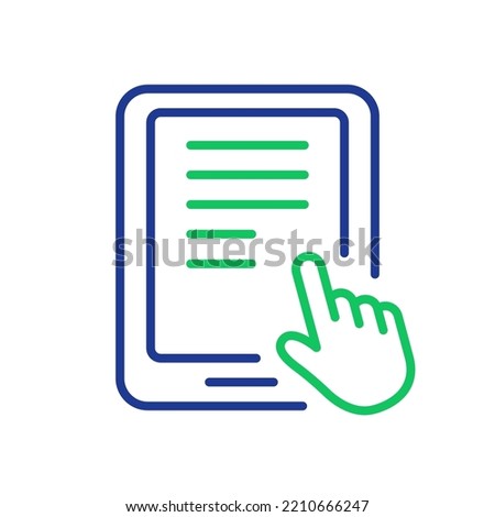 Ebook Line Icon with Mouse Pointer. Electronic Book Device for Education and Learning. E-book Reader, E-reader linear icon. Pc Tablet pictogram. Editable stroke. Vector Isolated Illustration.
