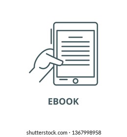 Ebook line icon, vector. Ebook outline sign, concept symbol, flat illustration