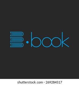 E-book logo, abstract letter E of books, mockup shop sign