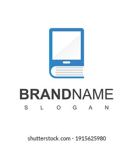 Ebook Logo Design Template.Mobile Education, Online Course Symbol.