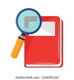 ebook and magnifier icon isolated