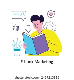 E-book Marketing flat style design vector stock illustrations.