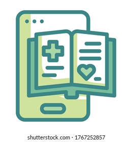 E-book and Medical Twotone icon Medical Technology Concept.