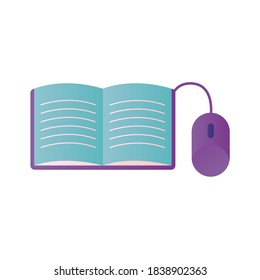 Ebook with mouse design, Education online and elearning theme Vector illustration