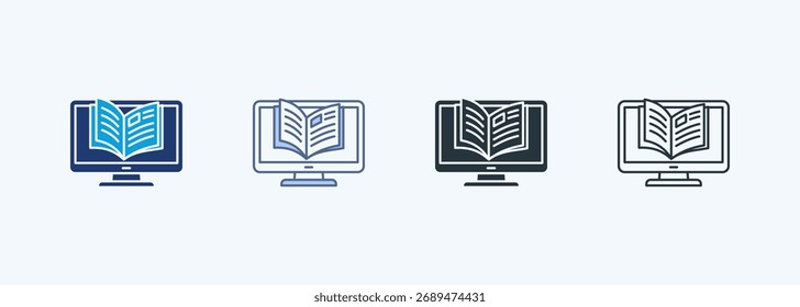 Colección de ícono de estilo múltiple de libro electrónico