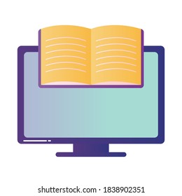 Ebook on computer design, Education online and elearning theme Vector illustration