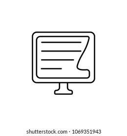 e-book on the monitor icon. Element of knowledge for mobile concept and web apps. Thin line icon for website design and development app development. Premium icon on white background