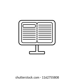 Ebook on monitor outline icon. Simple vector for UI and UX, website or mobile application