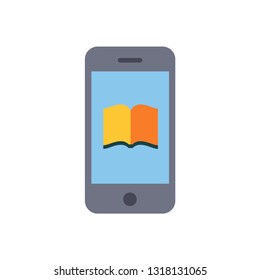 e-book on smartphone symbol in flat style