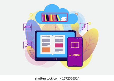 E-book or online education. template for web landing page, banner, presentation, social media and print material.