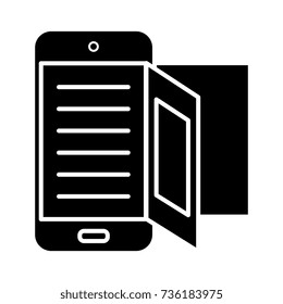 e-book - online reading icon, vector illustration, black sign on isolated background