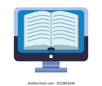 ebook open literature in desktop vector illustration design