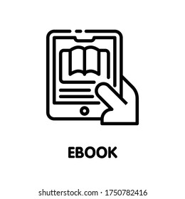 Ebook outline icon style design illustration on white background eps.10 
