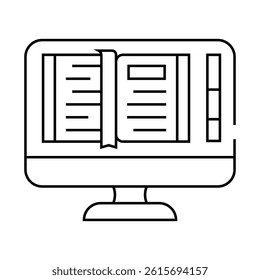 ebook publishing line icon vector. ebook publishing sign. isolated contour symbol black illustration