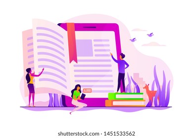 Ebook Reader Application. Electronic Encyclopedia, Web Archive Technology. Searchable Digital Library, Education Online, Easy Access Knowledge Concept. Vector Isolated Concept Creative Illustration