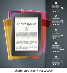 Ebook reader, Book reader, book icon. Business infographic Vector eps 10
