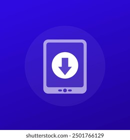 Lector de libros electrónicos, Descarga de un libro al ícono del Vector del dispositivo, diseño transparente