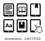 E-book reader, e-reader vector icons set