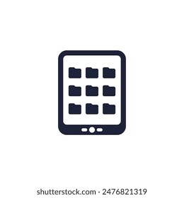 ebook reader, folders with books, library icon