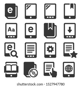E-book Reader Icons Set on White Background. Vector
