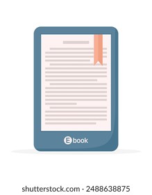 E-book reader isolated on a white background. Flat vector illustration
