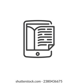 E-book reader line icon. linear style sign for mobile concept and web design. e book reader outline vector icon. E-learning symbol, logo illustration. Vector graphics