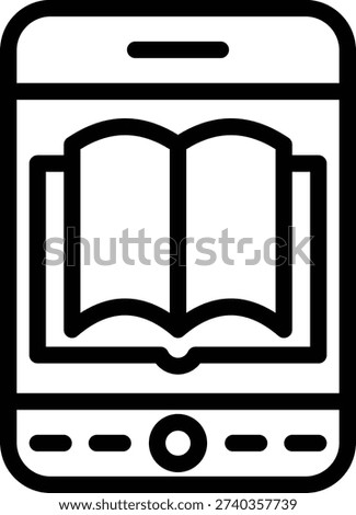 E-Book Reader Line Icon and Vector